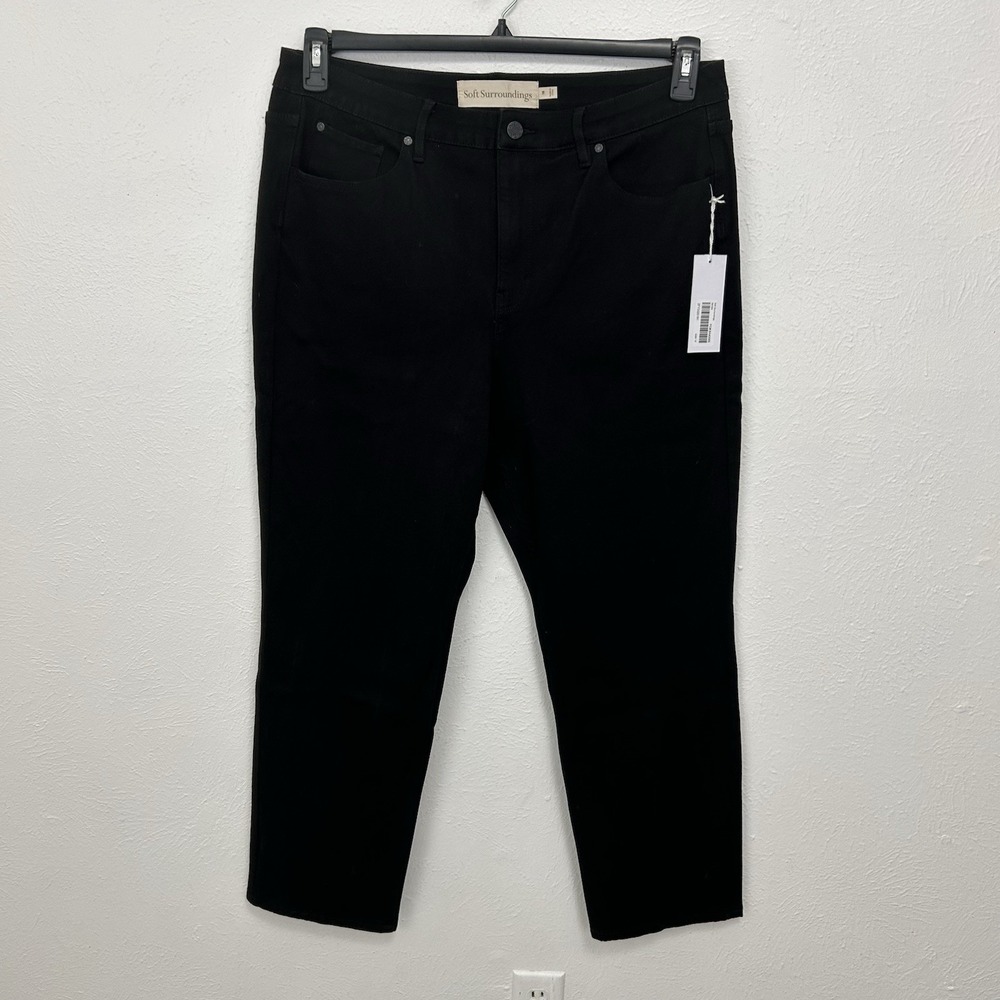 Soft Surroundings Women's The Ultimate Denim Black Straight Leg Jeans Sz 18 New